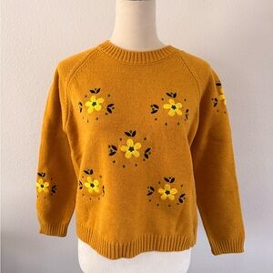(SOLD) Floral Mustard Sweater